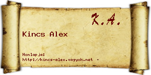 Kincs Alex névjegykártya