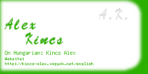 alex kincs business card